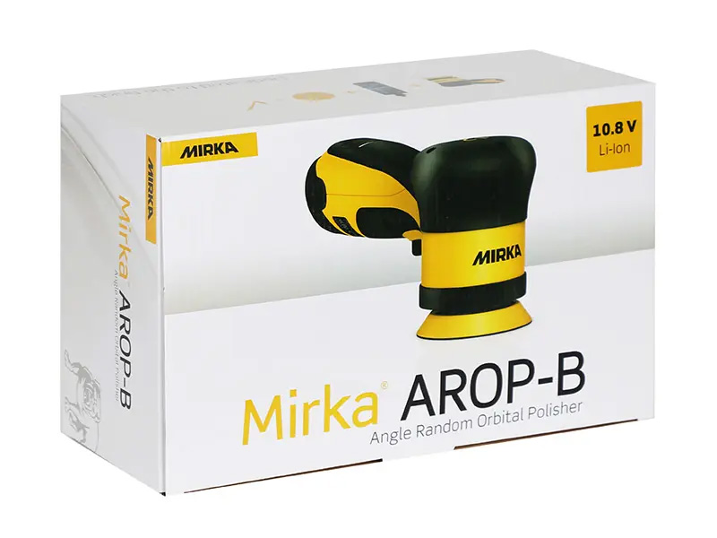 Mirka AROP-B 312NV box and contents cordless polisher