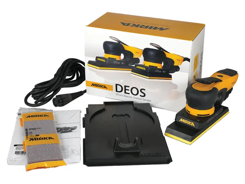 Mirka DEOS 383CV box and contents electric sander